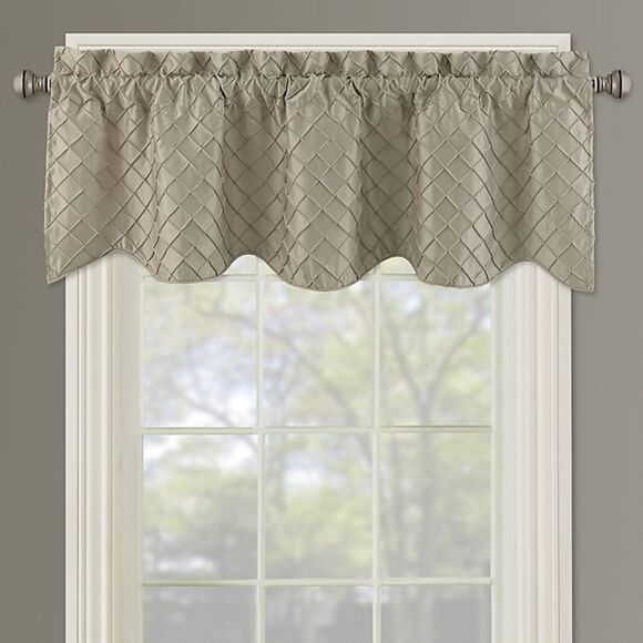 Bella Pin Tuck Diamond Window Valance in Linen - NWT - Picture 1 of 6